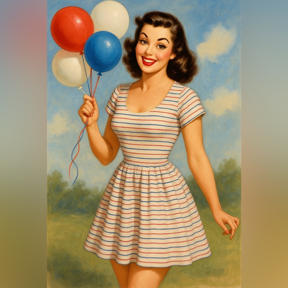 James Draper RSVP Red, White & Blue Striped Flare Mini Dress, Size XL, EUC! - Picture 8 of 16
